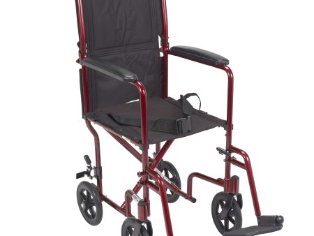 Lightweight Transport Wheelchair, 17  Seat, Red Supply