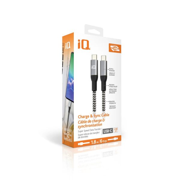 iQ USB Type-C to Type-C Cable - Braided - 1.8m 6ft Fashion