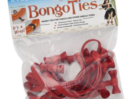 BongoTies 5  Elastic Cable Ties (10-Pack, Red) Online now