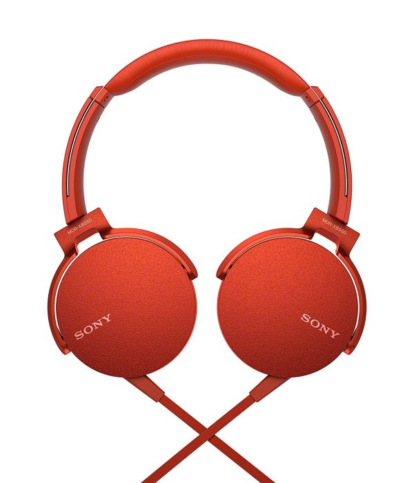 Sony MDR-XB550AP - Headphones with mic - on-ear - 3.5 mm jack - red For Cheap